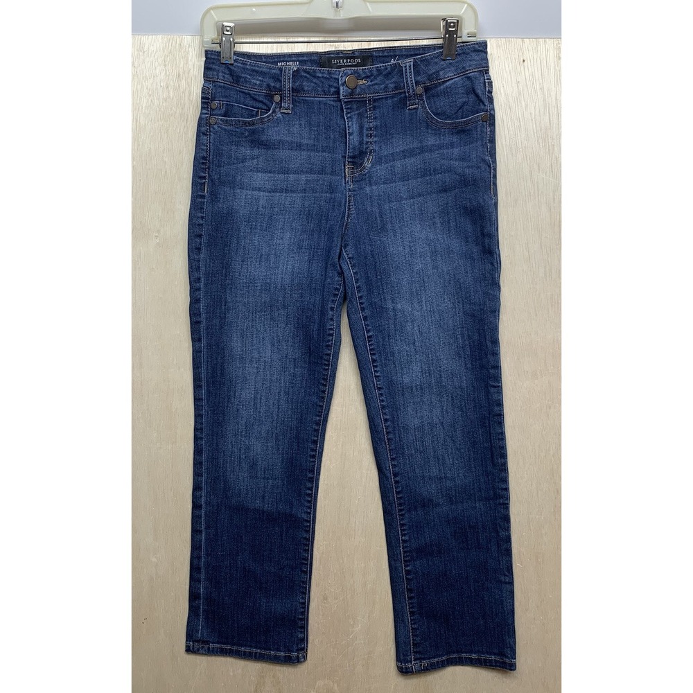 Liverpool Jeans Company Michelle Capri Pants Women' Sz 4/27 (28x24) Blue Denim